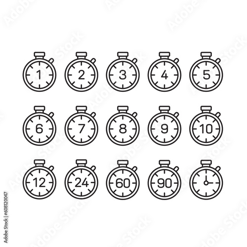 timer line icon set of vector