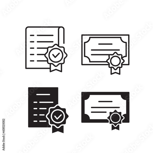 Certificate line icon set of vector