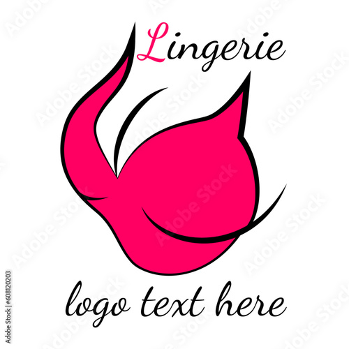 Lingerie shop logo vector isolated. Sexy red logotype for female underwear. Concept of beautiful clothing, female fashion. Pink lingerie.