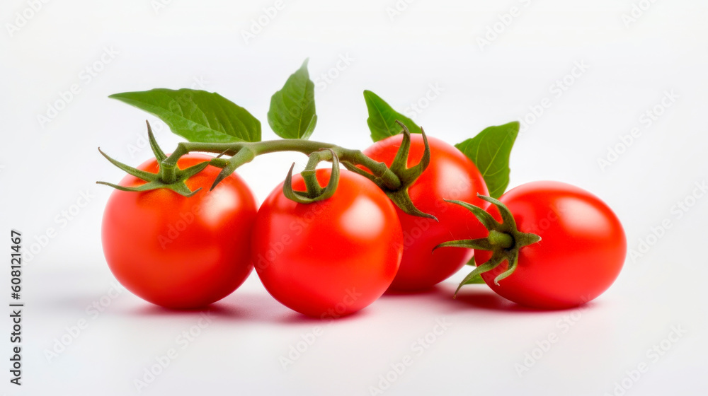 bunch of cherry tomatoes isolated on white, generative ai