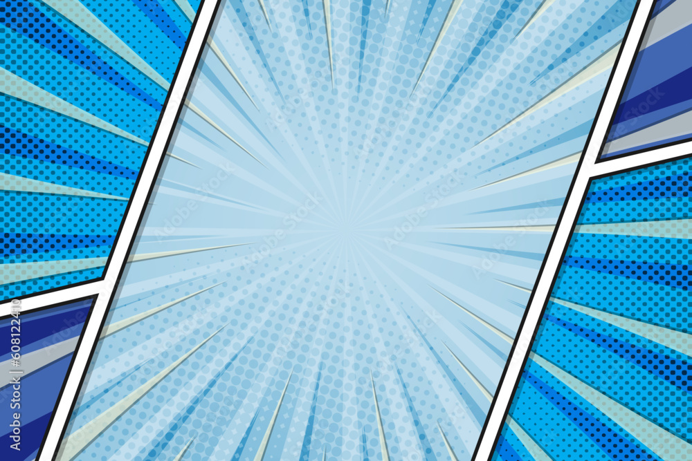 Naklejka premium Blue modern comic book style background, vector illustration