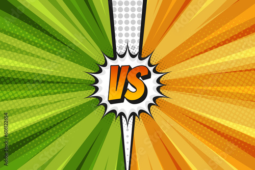 Yellow and green comic versus fight competitive background template