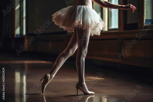 Ballerinas Legs In Perfect Alignment During Pirouette. Generative AI