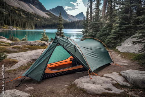 Compact And Lightweight Tent Perfect For Backpacking Trips. Generative AI photo