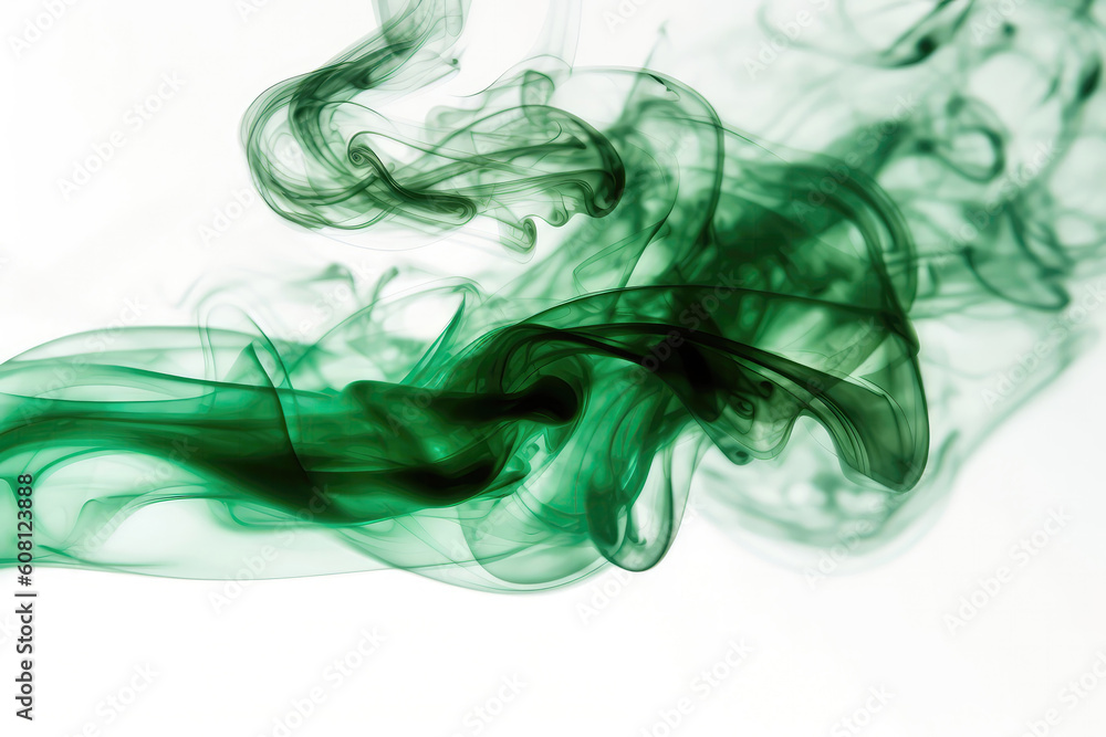Green Smoke On White Background. Generative AI Green Smoke On White Background. Generative AI