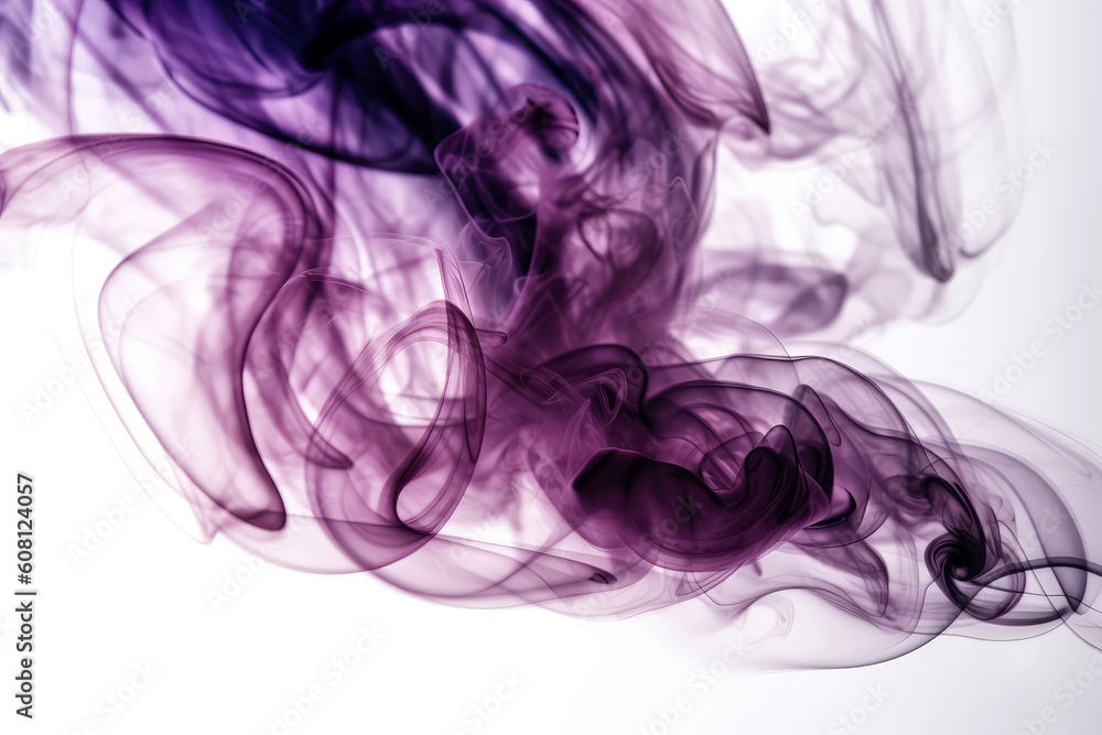 Purple Smoke On White Background. Generative AI Purple Smoke On White Background. Generative AI