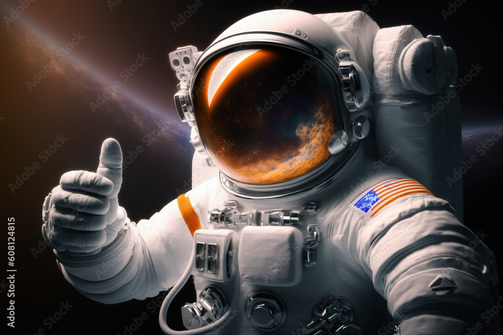 Astronaut showing thumbs up Stock Illustration | Adobe Stock