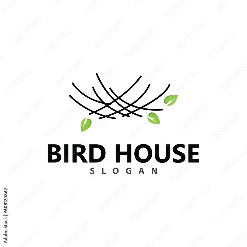 Bird Nest Logo, Bird House Shelter Vector, Modern Line Design Minimalist Style, Symbol Template Icon Bird Nest Logo, Bird House Shelter Vector, Modern Line Design Minimalist Style, Symbol Template Icon