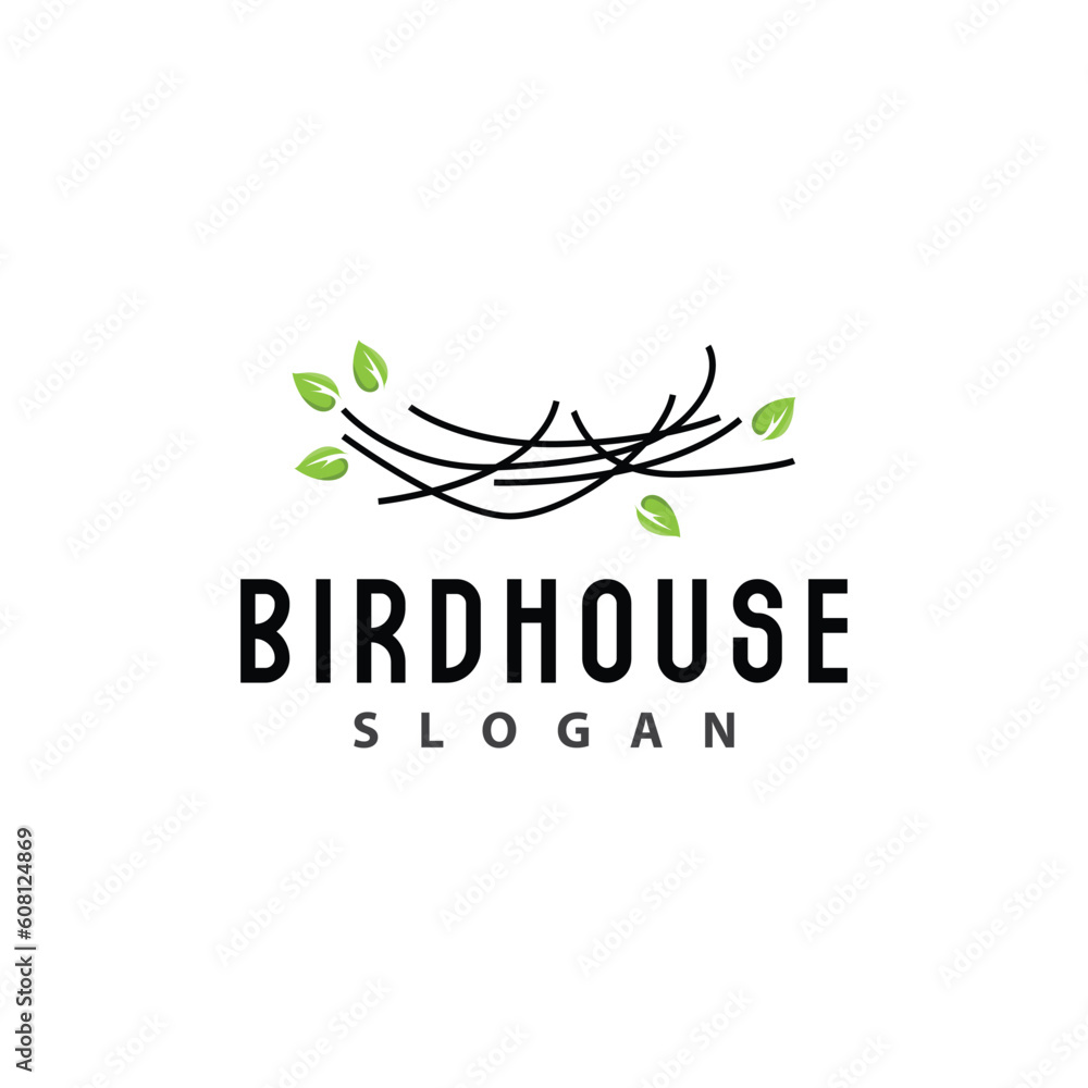 Bird Nest Logo, Bird House Shelter Vector, Modern Line Design Minimalist Style, Symbol Template Icon Bird Nest Logo, Bird House Shelter Vector, Modern Line Design Minimalist Style, Symbol Template Icon