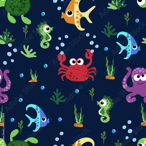 under the sea seamless pattern design for kids print pattern © mrt