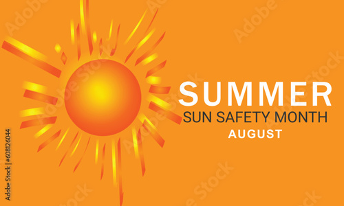 August is summer sun safety month. background, banner, card, poster, template. Vector illustration.