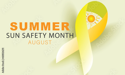 August is summer sun safety month. background, banner, card, poster, template. Vector illustration.