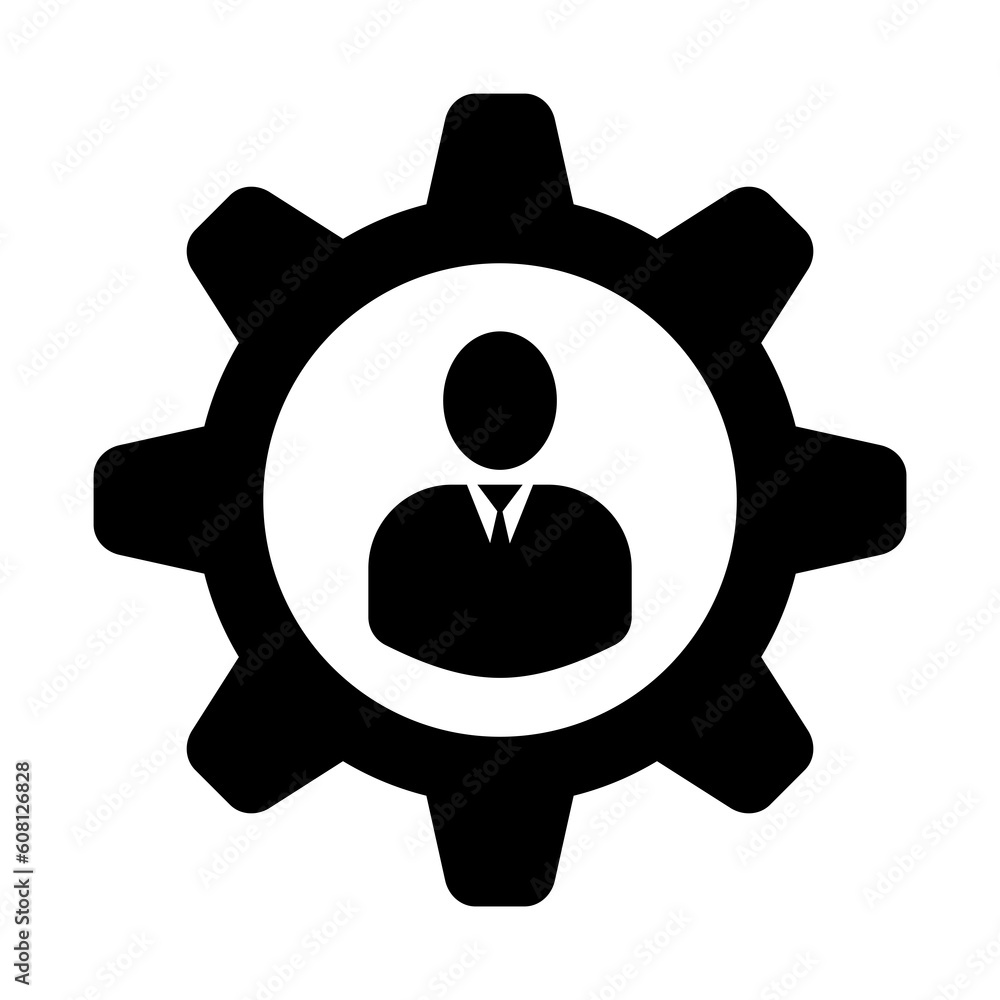 Human settings icon, User Settings Gear symbol, Account Settings Icon. Vector illustration. Human settings icon, User Settings Gear symbol, Account Settings Icon. Vector illustration.