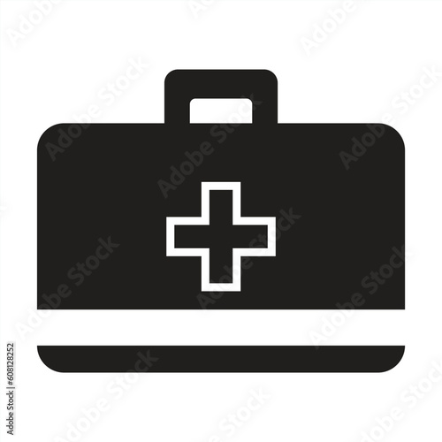 Medical briefcase icon. First aid box icon sign and symbol. First aid kit icon. First aid bag icon. Vector illustration.