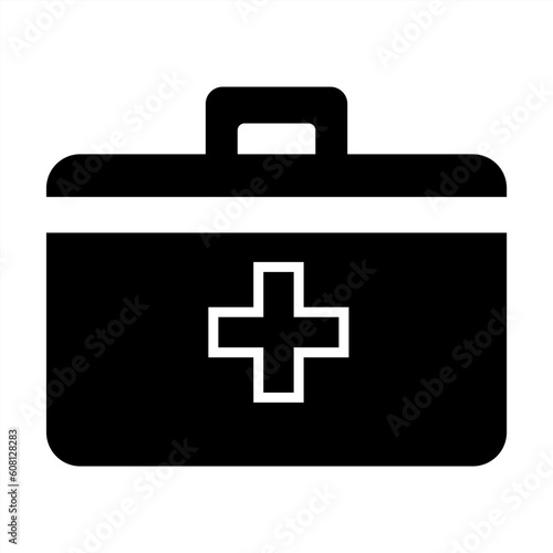 Medical briefcase icon. First aid box icon sign and symbol. First aid kit icon. First aid bag icon. Vector illustration.