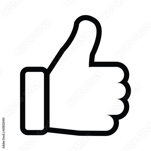 Thumb up icon. Thumb up line icon. Like sign and symbol. Vector illustration.	