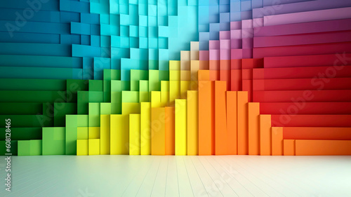 Obraz na plátně Empty minimalistic background with rainbow walls for presentations