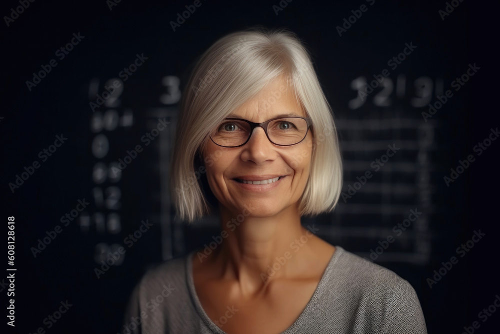 Energetic female instructor sharing math wisdom. Generative AI Energetic female instructor sharing math wisdom. Generative AI