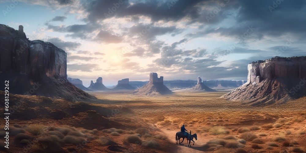 Fototapeta premium AI Generated. AI Generative. Wild west western texas arizona mexico native american indian landscape outdoor. Graphic Art