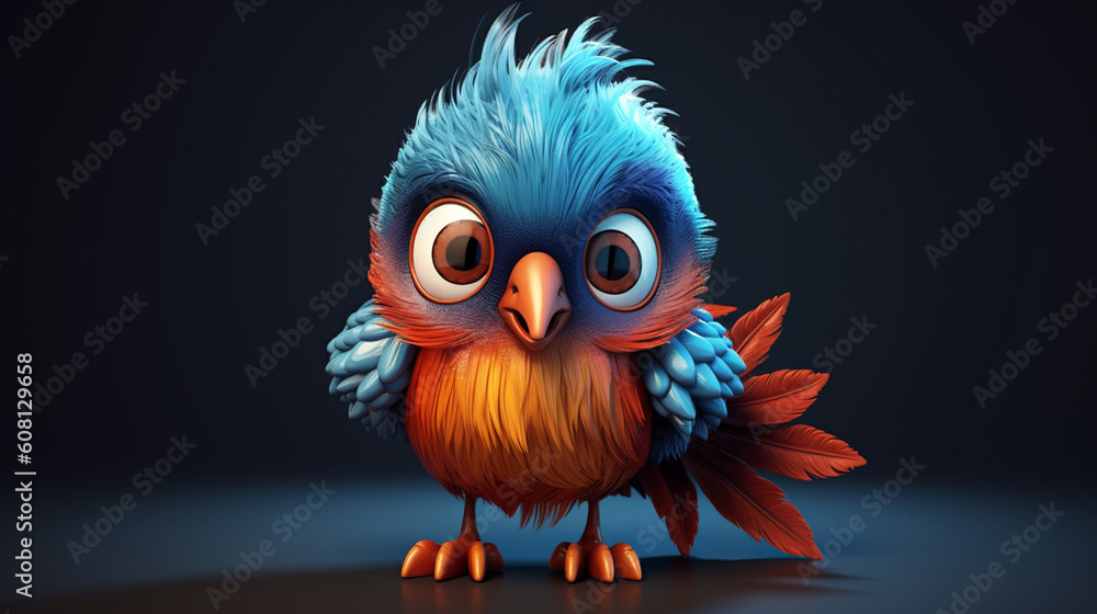 Cute Bird 3D. Generative AI Cute Bird 3D. Generative AI