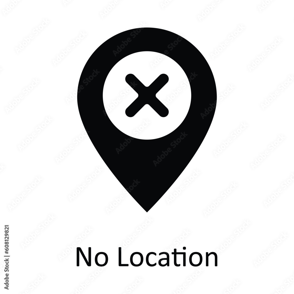 No Location Vector Solid Icon Design illustration. User interface Symbol on White background EPS 10 File No Location Vector Solid Icon Design illustration. User interface Symbol on White background EPS 10 File