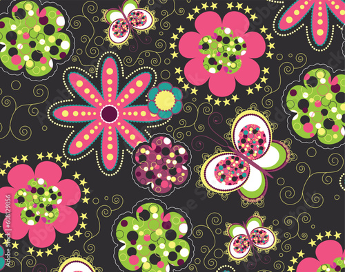 stylist trendy flower element beautiful vintage abstract drawing art pattern background decoration, decor, 