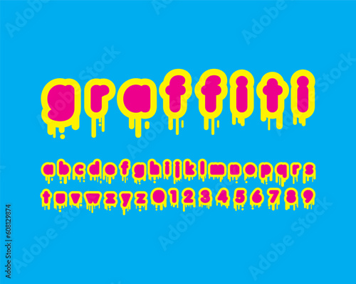 Colorful graphic graffiti designer font set