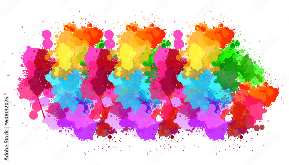 Multicolored splash watercolor blot line