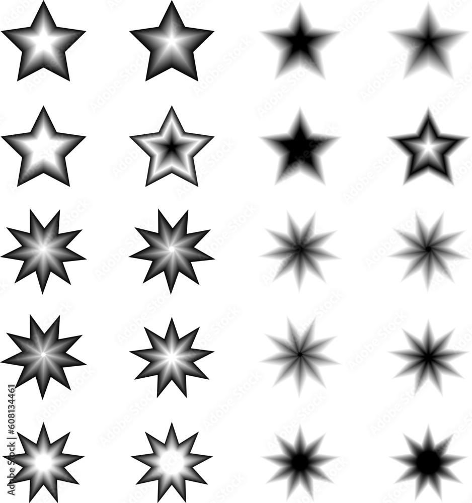 black and white star icons 