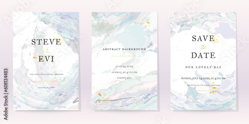 Marble Watercolor Set Art Design. Gold Invitation