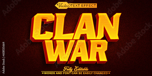 Cartoon Clan War Vector Editable Text Effect Template