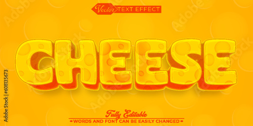 Cartoon Yellow Cheese Vector Editable Text Effect Template