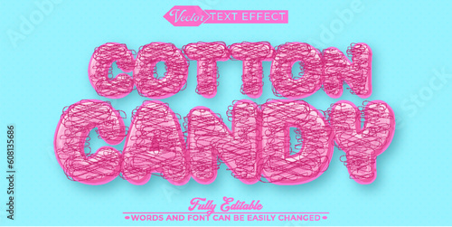 Cartoon Pink Cotton Candy Vector Editable Text Effect Template