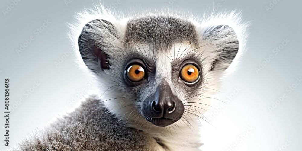 AI Generated. AI Generative. Photo Illustration of baby face lemur madagascar african animal. Graphic Art
