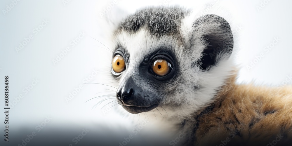 Fototapeta premium AI Generated. AI Generative. Photo Illustration of baby face lemur madagascar african animal. Graphic Art