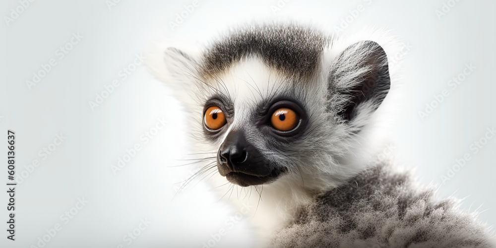 AI Generated. AI Generative. Photo Illustration of baby face lemur madagascar african animal. Graphic Art AI Generated. AI Generative. Photo Illustration of baby face lemur madagascar african animal. Graphic Art
