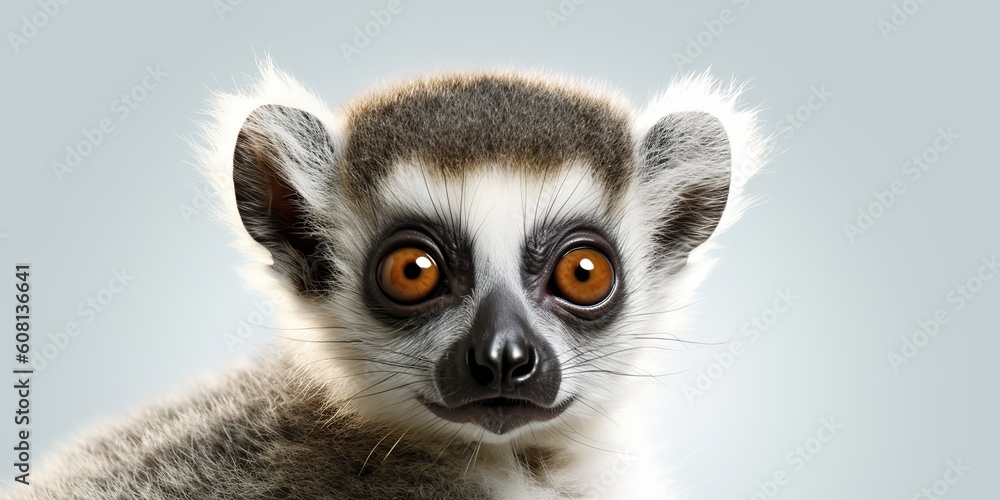 Fototapeta premium AI Generated. AI Generative. Photo Illustration of baby face lemur madagascar african animal. Graphic Art