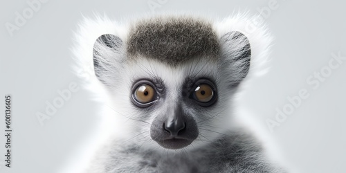 AI Generated. AI Generative. Photo Illustration of baby face lemur madagascar african animal. Graphic Art