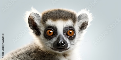 AI Generated. AI Generative. Photo Illustration of baby face lemur madagascar african animal. Graphic Art
