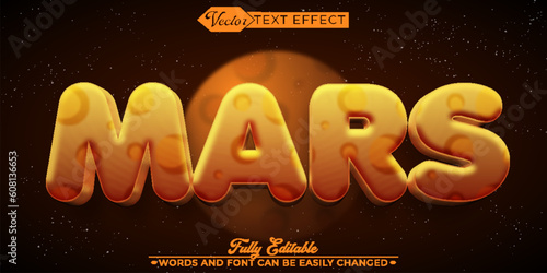 Cartoon Orange Mars Vector Editable Text Effect Template
