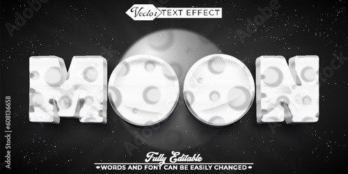 Cartoon Moon Vector Editable Text Effect Template