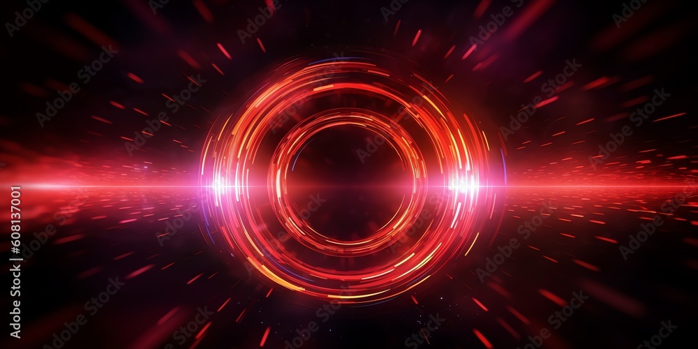 Circle red ring energy, illustration for product presentation template, copy space dark background. Ai generative Circle red ring energy, illustration for product presentation template, copy space dark background. Ai generative