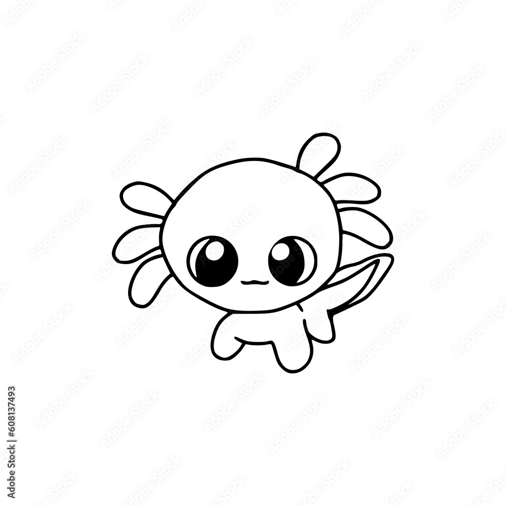 Fototapeta premium Cute axolotl icon isolated on transparent background