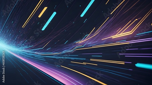 Fototapeta Naklejka Na Ścianę i Meble -  Futuristic tunnel with glowing lines, 3d rendering abstract background. Generative ai