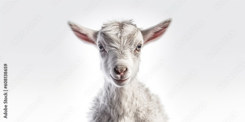 Fototapeta premium AI Generated. AI Generative. Photo illustration of baby little goat portrait face. Graphic Art