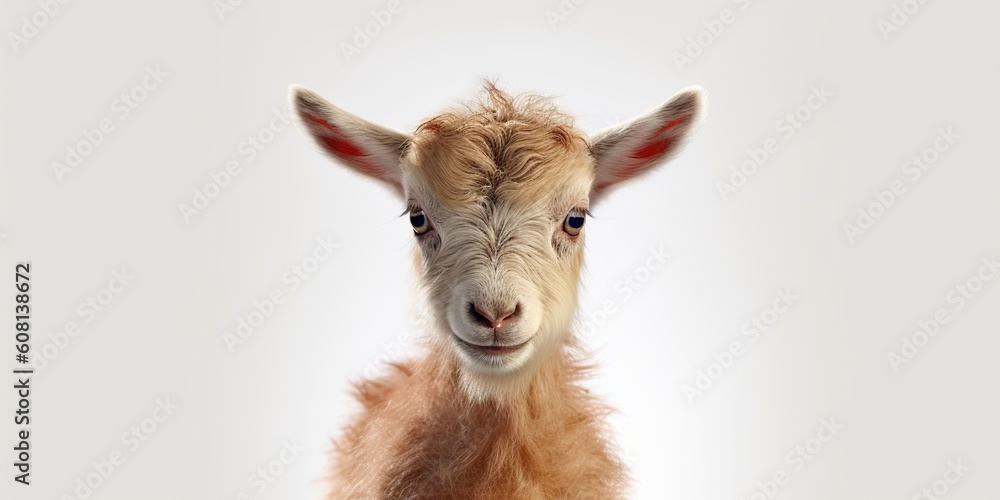 Obraz premium AI Generated. AI Generative. Photo illustration of baby little goat portrait face. Graphic Art