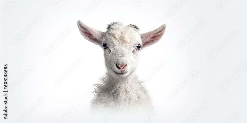 AI Generated. AI Generative. Photo illustration of baby little goat portrait face. Graphic Art AI Generated. AI Generative. Photo illustration of baby little goat portrait face. Graphic Art