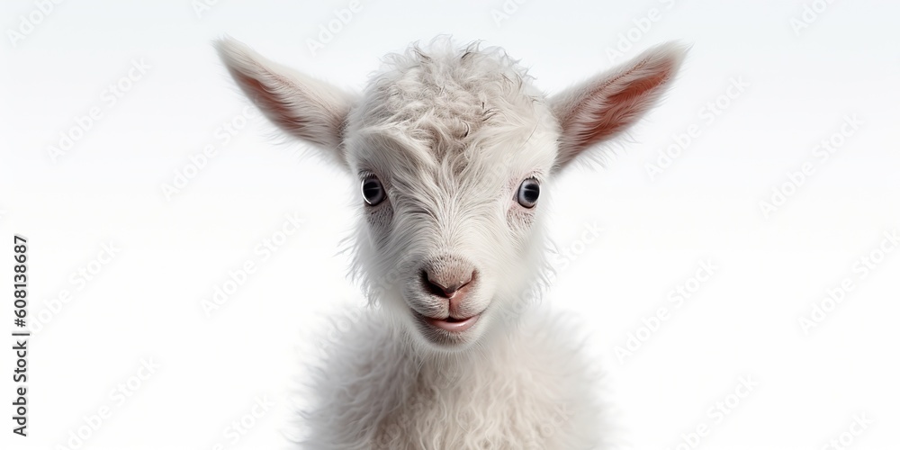 AI Generated. AI Generative. Photo illustration of baby little goat portrait face. Graphic Art AI Generated. AI Generative. Photo illustration of baby little goat portrait face. Graphic Art