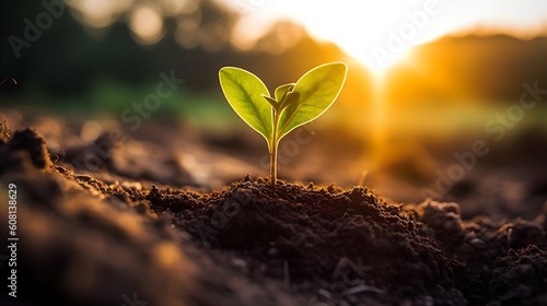 Young Plant in Soil, Image Ai Generated