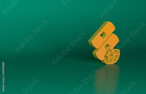 Orange Medical nicotine patches icon isolated on green background. Anti-tobacco medical plaster. Minimalism concept. 3D render illustration © Kostiantyn